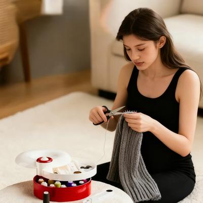 Rotating Magnetic Sewing Kit 360-Degree Rotatable Magnetic Sewing Box Multi-Layered Organizer Portable Sewing Kit for Home DIY Craft Travel Repairs