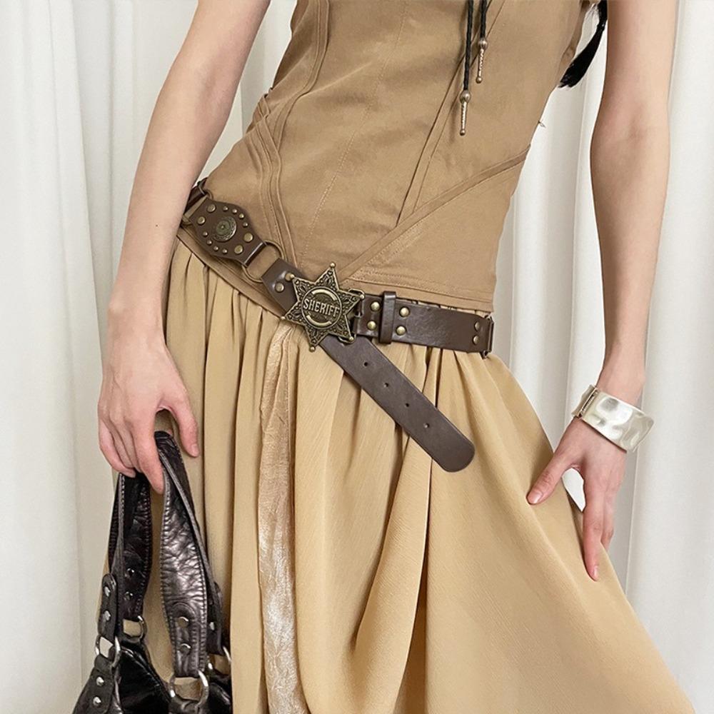 Vintage Rivet Waist Belt Gothic Steampunk Waistband Fashion Waist Cinch Belt  Women Ladies