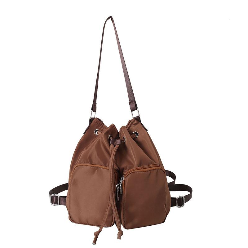 

Нейлоновая сумка-багет на кулиске 2025 зима новая нишевая дизайнерская сумочка большая вместимость ткань Оксфорд сумка-мессенджер коричневый