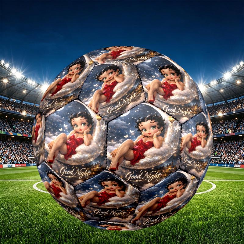 Betty Boop Print Size 5 Soccer Ball, PU Wear Resistant Football for Match Training and Daily Practice, Birthday Gift for Soccer Fans