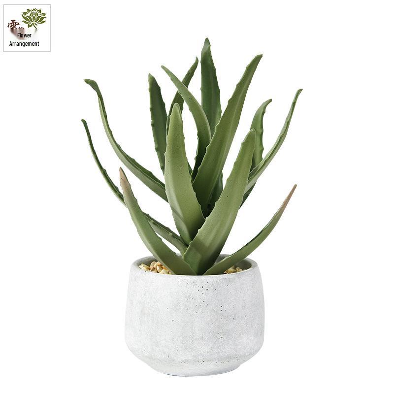 Retro Cement Cactus Bonsai - Small Faux Potted Plant for Office Decoration