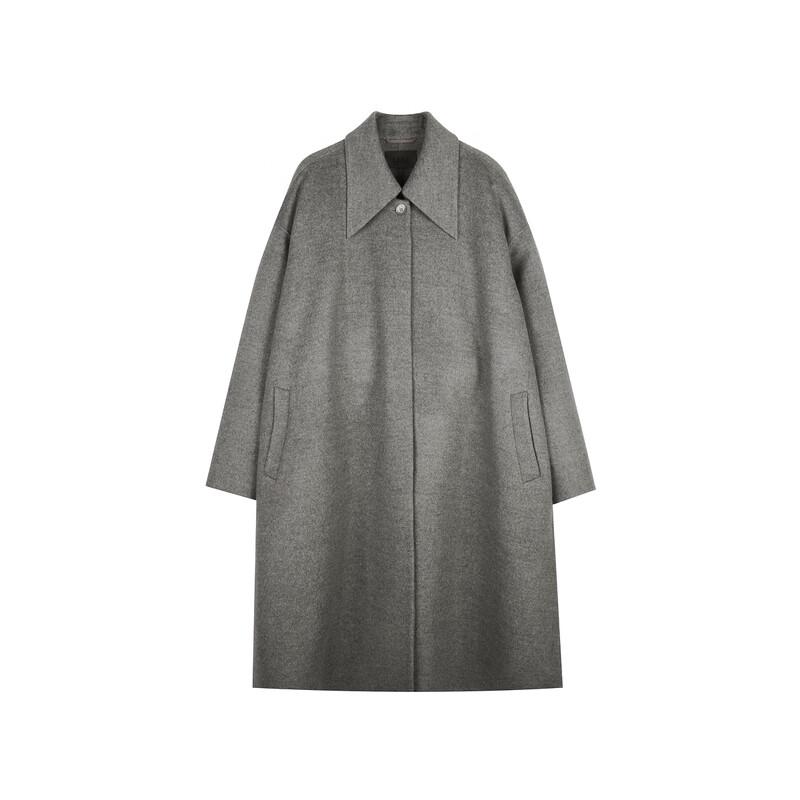 LESS 2023 Autumn Lamb Wool Straight Long Coat