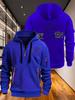 Men's hoodie, stylish with multiple zippers and pockets, loose fitting pullover print I'm ok English print