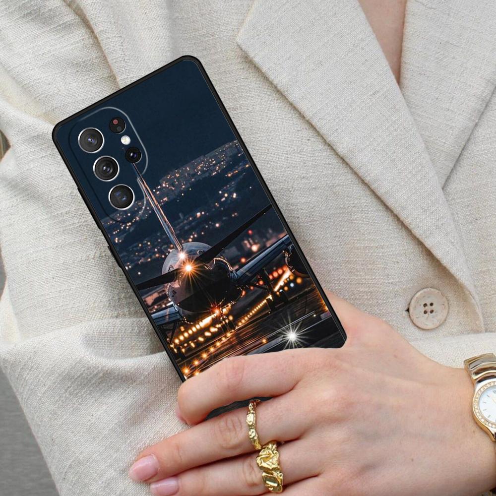Reise Flugzeug Flughafen Handyhülle für Samsung Galaxy S26 Ultra S25 S24 S23 S22 S21 S20 Note10 Hülle