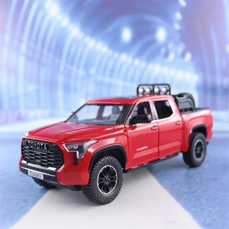 1:24 Toyota Tundra Pickup Off-road Vehicle Diecast Metal Alloy Model Car Sound Light Pull Back Collection Kids Toy Gifts A591