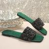 Sequined slippers women's outer wear summer new fashion flat-bottomed rhinestone trendy sandals