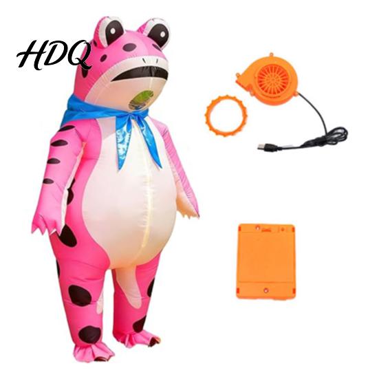 Costume Gonfiabile Rana Gonfiaggio Rapido per Adulti Tuta Gonfiabile con Soffiatore a Batteria Cartone Animato Verde Outfit Halloween Cosplay Festa