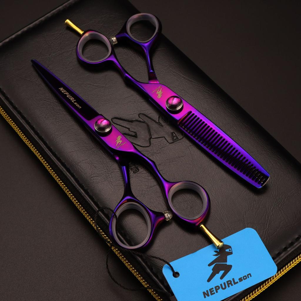 6.0 Inch Nimpson, Purple Single Tail, Hair Scissors, Hair Scissors, Flat Scissors, Bangs Scissors, Tooth Scissors, Thin