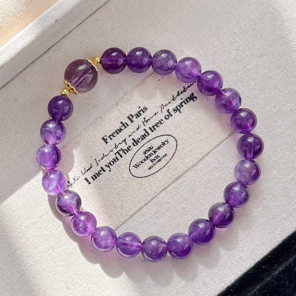 Retro High Quality Natural Amethyst Purple Ghost Design Bracelet Bracelet.