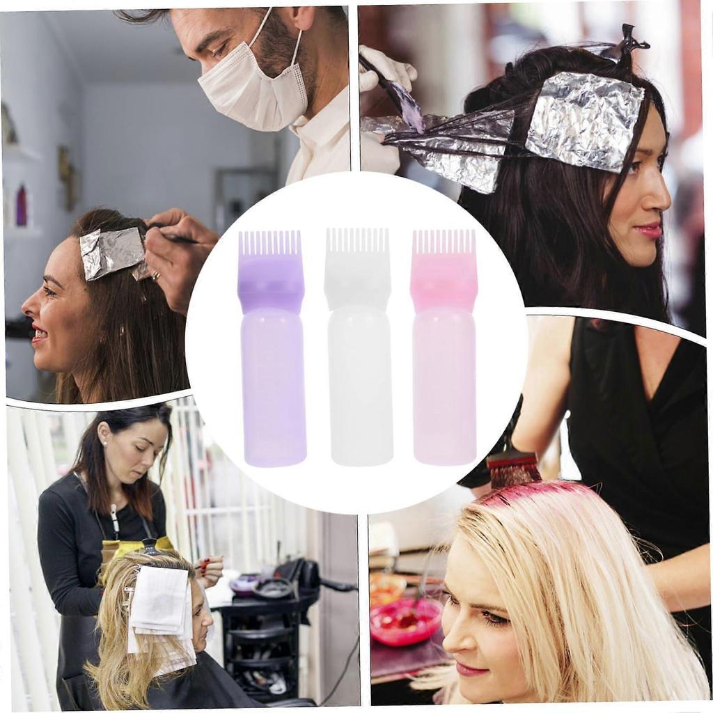 3pcs Hair Dye Applicator Bottle with Comb for Precise Root Coverage and Easy Home or Salon Coloring
