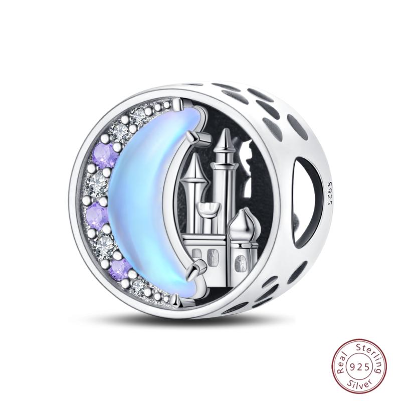 Copper Beaded Pendant Blue Shiny Zircon Suitable Original 3Mm Bracelet Women Fine Jewelry