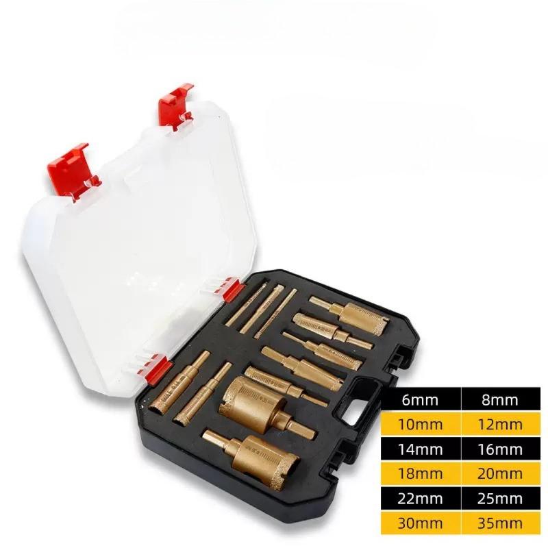 12Pcs/set Hand Drill Hole Opener Boxed Marble Drill Bit Tile Brazing Stone Diamond Drilling Drill Bit Set