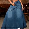 Gonna in Denim da Donna Retro Vita Alta Chiusura a Bottoni Gonne Jeans Svasate Pieghettate Svasate A-line Maxi Gonne in Denim Gonne in Denim Vintage Casual da Donna