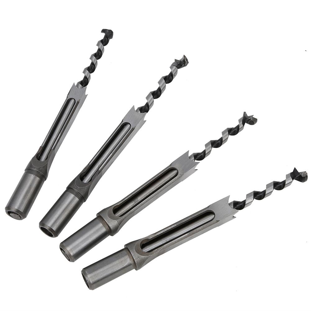 4pcs  Set 12.7?16mm Woodworking Square Hole Drill Bits Bearing Steel Square Hole Drill Bits