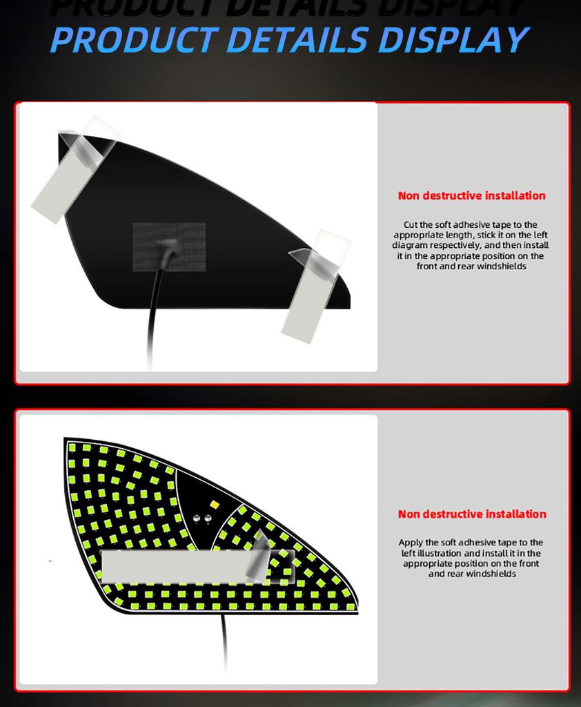 2Pcs Car LED Eyes Type Light Rear Window Warning Light Red Devil Eye Interior Atmosphere Light Auto Decoration Accessories