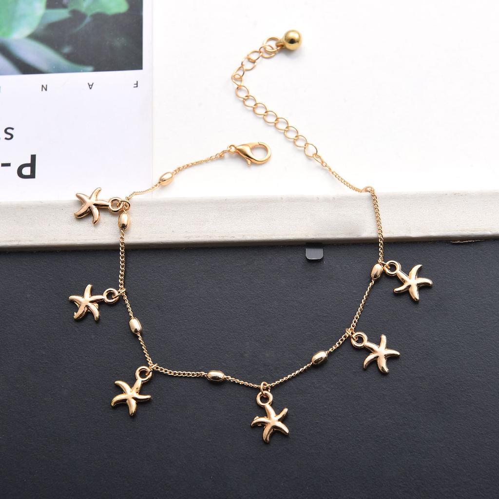 New accessories, bead chain starfish pentagram foot girl, spring and summer fashion beach personalized anklet