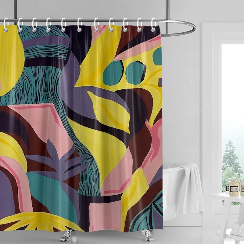 

Abstract Shower Curtain-Bold Watercolor Splash, Waterproof Modern Bathroom Decorative Shower Curtain Partition Curtain W90xH180cm