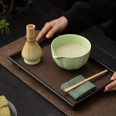 4-piece Set Matcha Bowl Japanese Tea Cup Gift Matcha Chawan with Pouring Spout for Kitchen Home Tea Room Dining Room