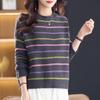 2025 Autumn/Winter Striped Color Block Slimming Knit Top
