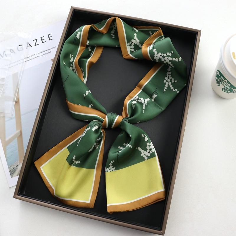 Hair Print Summer Long Silk Feeling Scarf For Women Fashion Neck Tie Hand Bag Foulard Wrist Luxury Kerchief Shawl Wraps Hajib
