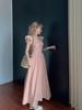 Lined Flutter Sleeve Ruffle Dress - Square Neck, Fitted Waist, Long French Style for Women, Perfect for Summer Elegance