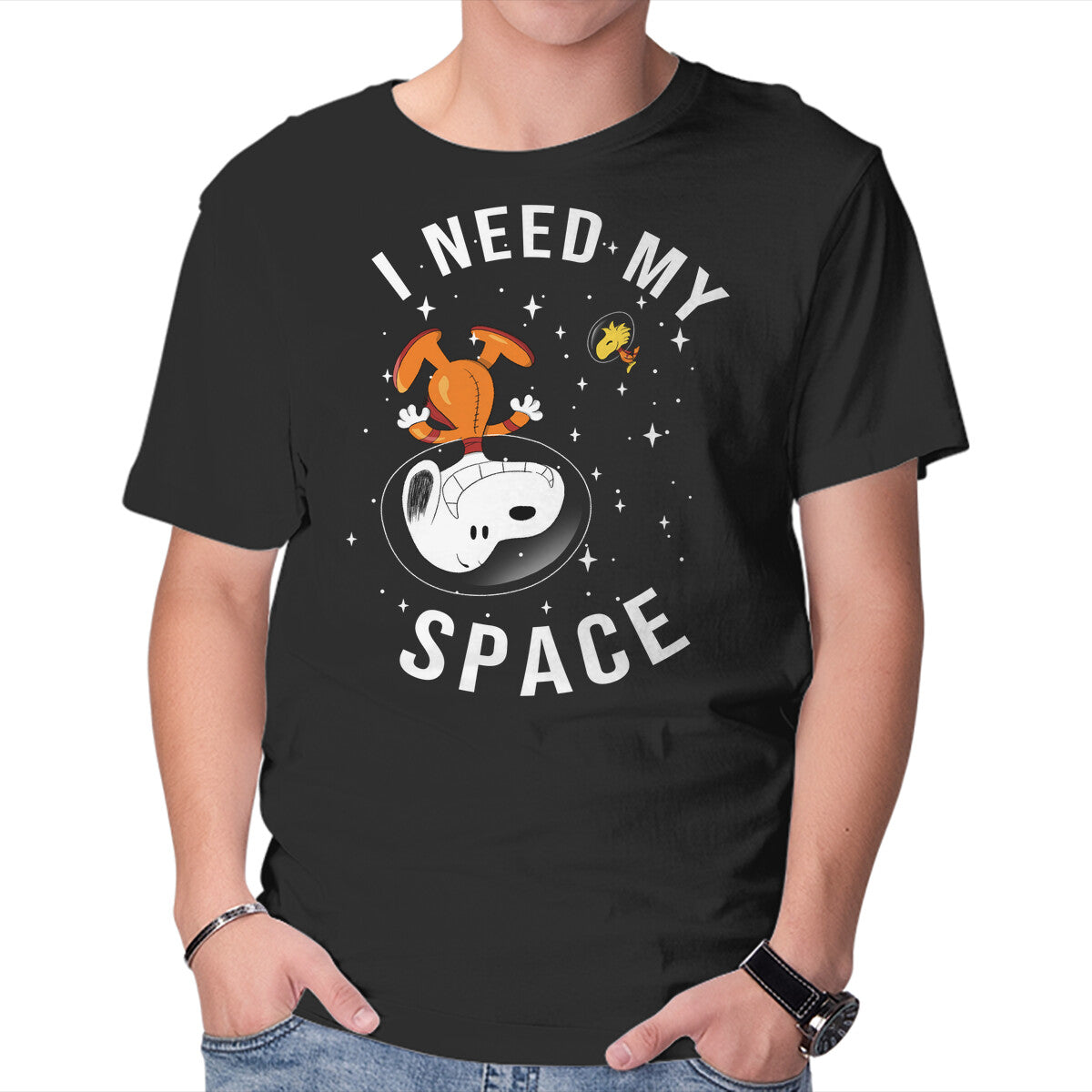 Unisex Crew Neck T-Shirt I Need My Space Snoopy Graphic Short Sleeve Casual Tee L