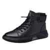 Men's Shoes 2025 Autumn Leather Non-slip Velvet High-top Casual Cotton Leather Shoes Men's Leather Martin Boots Men's Short Boots
