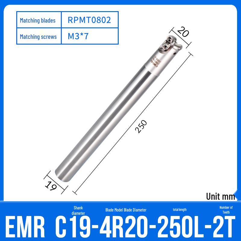Shockproof EMR CNC Milling Cutter Holder - Round Nose, Bull Nose & Flat Machining Extensions (R4, R5, R6)