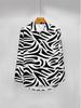 2026 Autumn/Winter Women's Retro Zebra Print Lapel Shirt - Loose Three-Quarter Sleeve Fashion Top.
