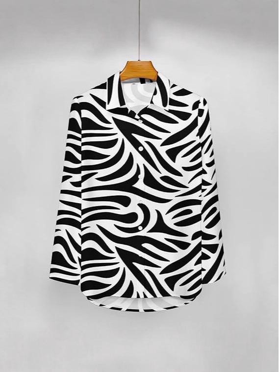 2026 Autumn/Winter Women's Retro Zebra Print Lapel Shirt - Loose Three-Quarter Sleeve Fashion Top.