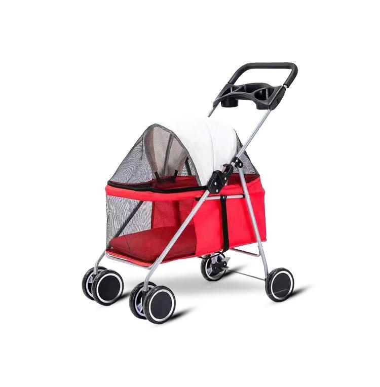 

Lightweight Folding Pet Stroller, Fully Enclosed for Dogs & Cats, Detachable Design for Outdoor Use 38*16*72 красный