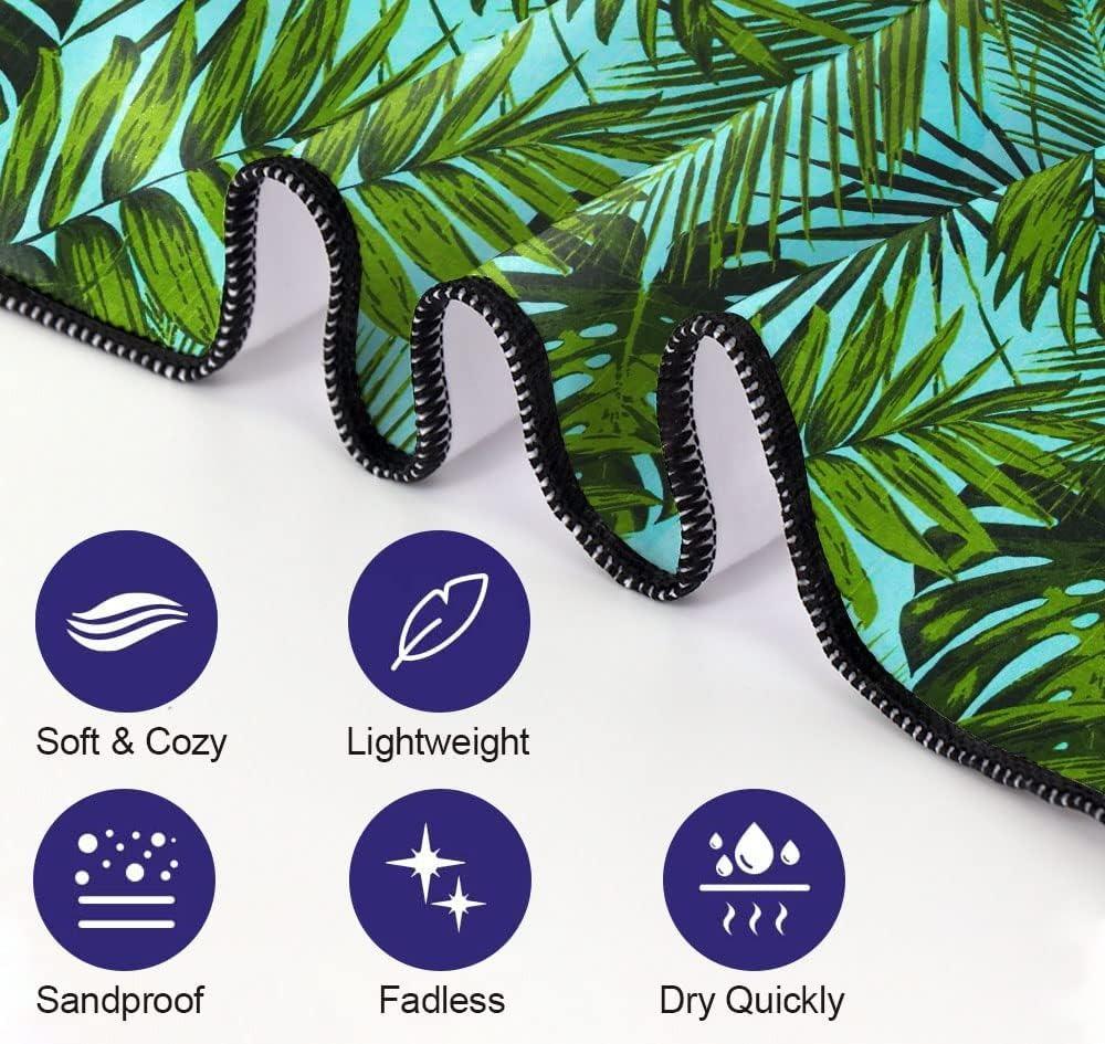 1PC Green Leaves Pattern Beach Towel for Family Stuffs Friend Gift Quick-Dry Sand Free For Bath Yoga Beach Camping Swimming GYM