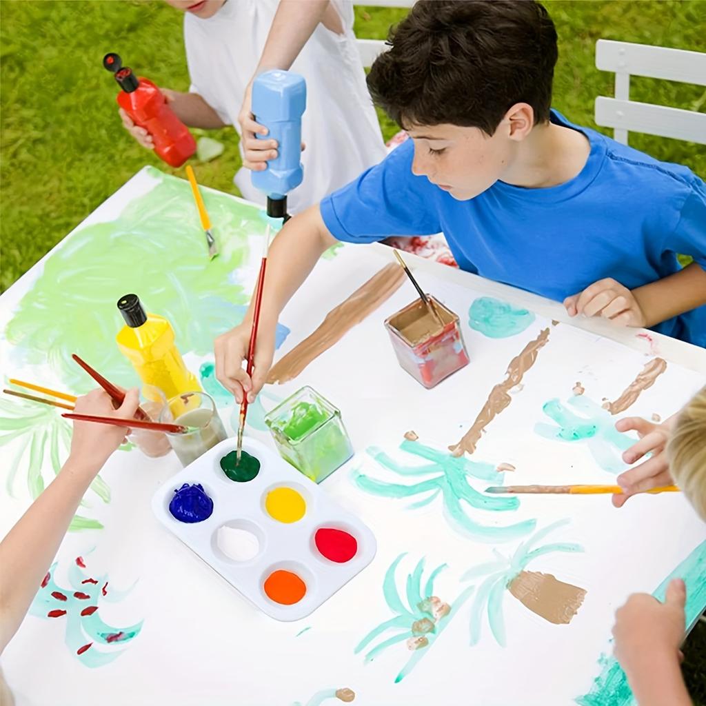 20 Pcs White Plastic Paint Palette 6 Well Watercolor Palette Rectangular Paint Tray Paint Mixing Palette