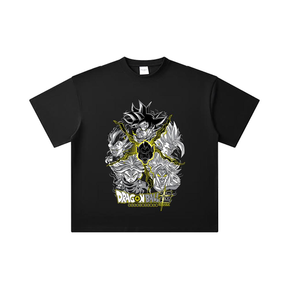 260 GSM Double Yarn 32 Count 100% Cotton Dragon Ball V49 Super Saiyan Print Unisex Heavy Cotton T Shirt
