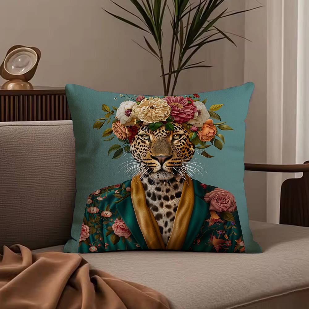 European Fashion Leopard Pillow Case Anti-dustmite Pillowcase Invisible zipper silky short plush Sofa cushion cover