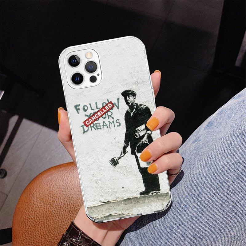 Street Art Banksy Graffiti Phone Case For iPhone 17 Air 16 Pro Max 16E 15 + 14 Plus 11 12 13 Mini 7 8 SE Gift Print Cover Fundas