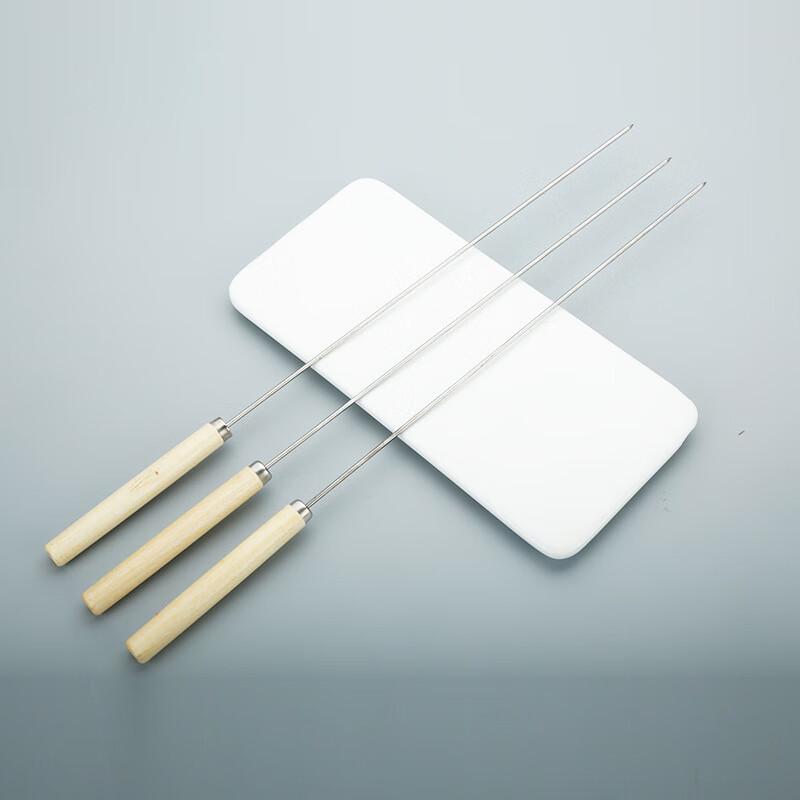 ZISIZ Stainless Steel Flat BBQ Skewers with Wooden Handle