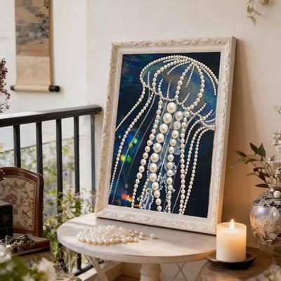 DIY Jellyfish Pearl Diamond Art Painting Kits for Adults and Beginners,fine View Sparkling Painting Craft Home Wall Decor Handmade Gift
