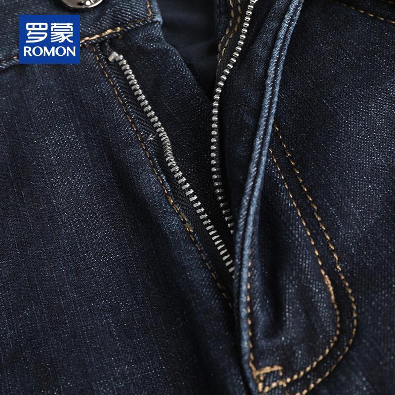 ROMON Men's Fleece-Lined Straight Fit Stretch Denim Jeans