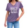 Fashionable and Versatile Prone To Shenanigans Printed Top V-neck Short Sleeved Women's T-shirts