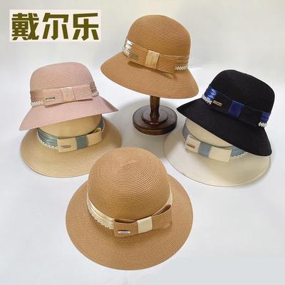 2025 New French Hat Women'S Summer Ice Hemp Silk Material Foldable Washable Elegant Top Hat Sunscreen Straw Hat
