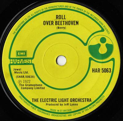 7inch Record ELECTRIC LIGHT ORCHESTRA  Roll Over Beethoven HAR5063 HARVEST 1973 UK Rock Used