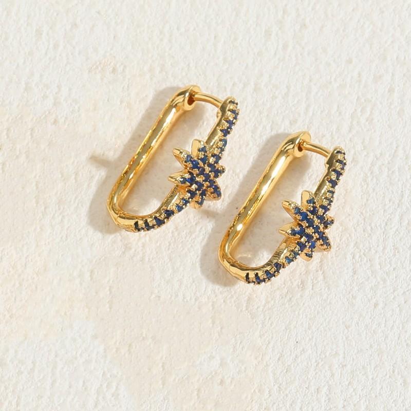 2025 New Fashion Women Luxury Geometric Colorful Zircon Inlaid Snowflake O Shaped Earrings Women Ins Stud Earrings Jewelry