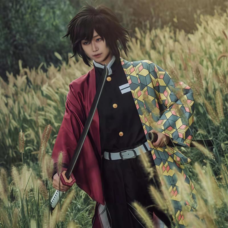 Anime Kimetsu No Yaiba Tomioka Giyuu Cosplay Kostým Doplňky Pak Uniformy Kostýmy Pruik Druh Volwassen Feest Cadeau