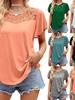European and American Women's Solid Color Mesh Ruffle Short Sleeve T-shirt
