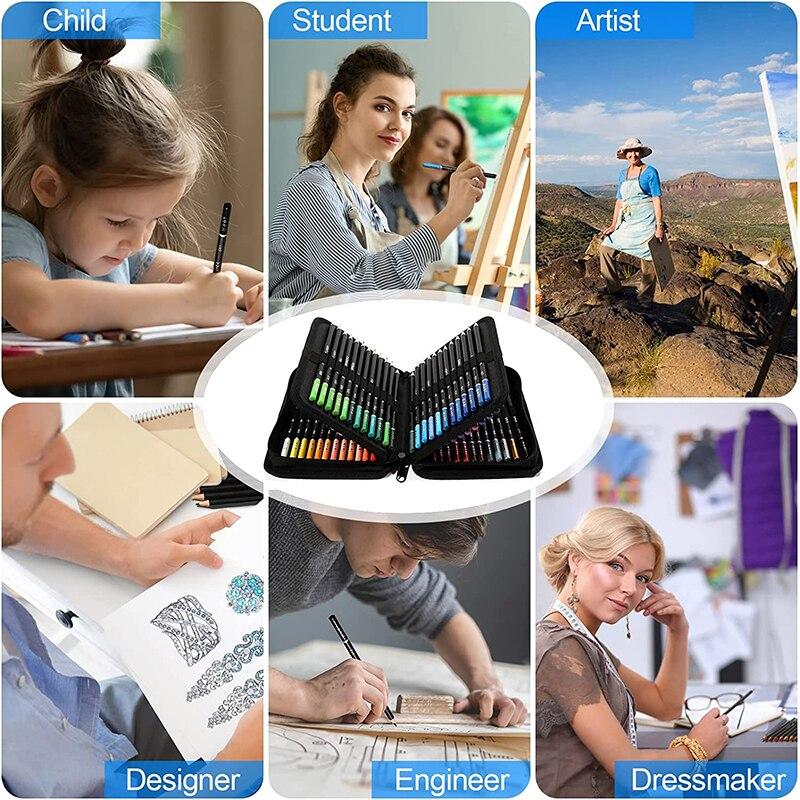 72 120 Colors Colored Oil Based Soft Core Drawing Pencil Set with Pencil Case Art Supplies Gift for Adults Beginners Artist