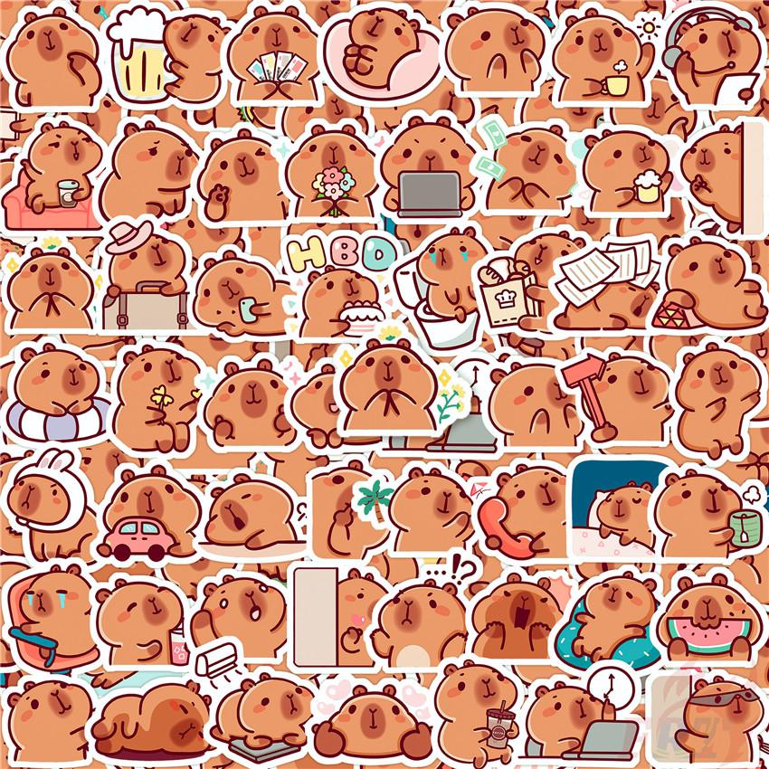 110Pcs/Set Capybara Q-2 Mini Diary Manual Stickers DIY Scrapbooks Album Decor Decals Stickers