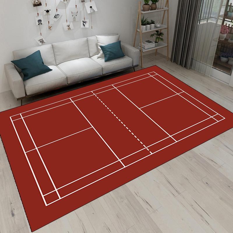 Sports Court Style Area Rug Collection Tennis Court Pattern Floor Mat For Game Room Sports Enthusiast Home Decor