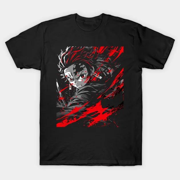 Demon Slayer Daring Duels Animation Derivatives Kamado Tanjirou Printing T-shirt Men's 2025 Summer Fashion Oversized Streetwear