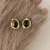 Two Tone Tigers Eye Stone Studs Earrings Lightweight Stylish Metal Jewelry Ear Accessories For Everyday Wear